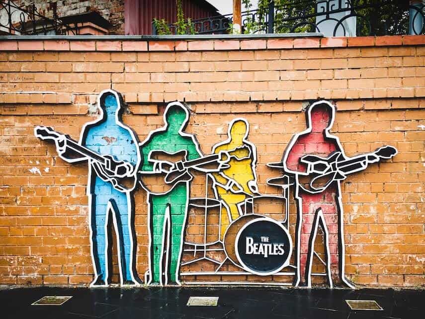 The Beatles Silhouette outline on a brick wall