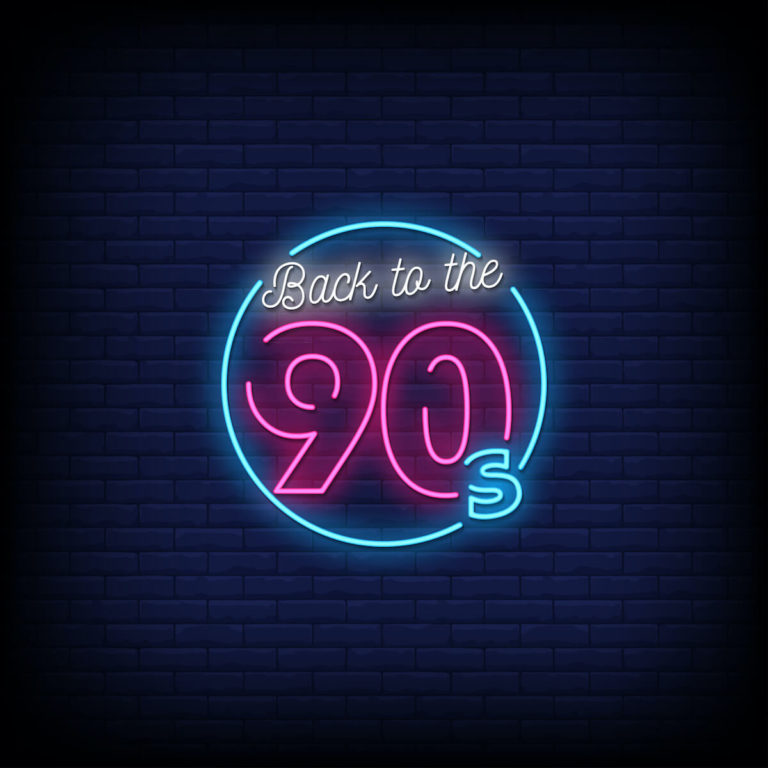 90s Music Quiz Questions and Answers cover photo of a neon sign saying 'Back to the 90s'