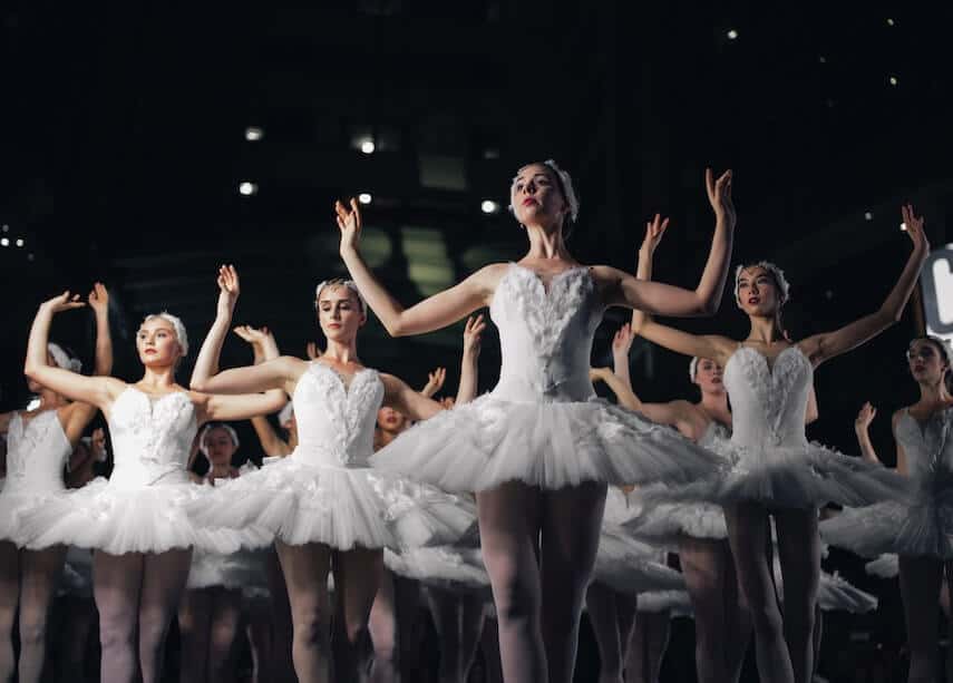 Ballet Dancers in White TuTus on stage