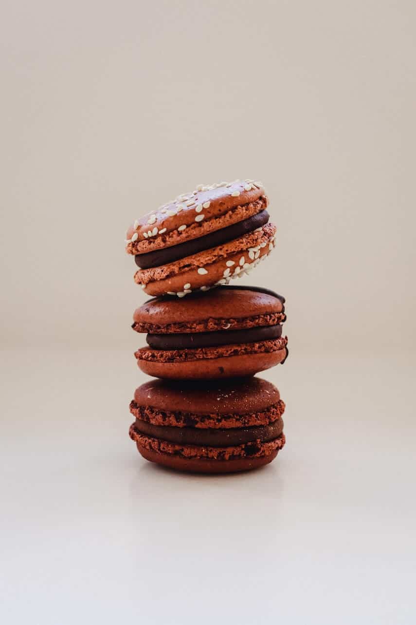 3 Chocolate Macaroons on top of each other