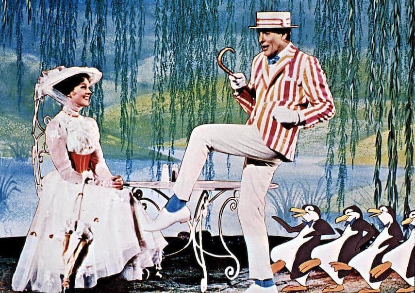 Julie Andrews and Dick Van Dyke in Mary Poppins scene