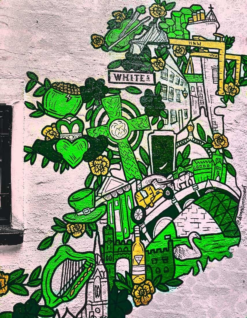 St Patricks Day Mural on a stone wall