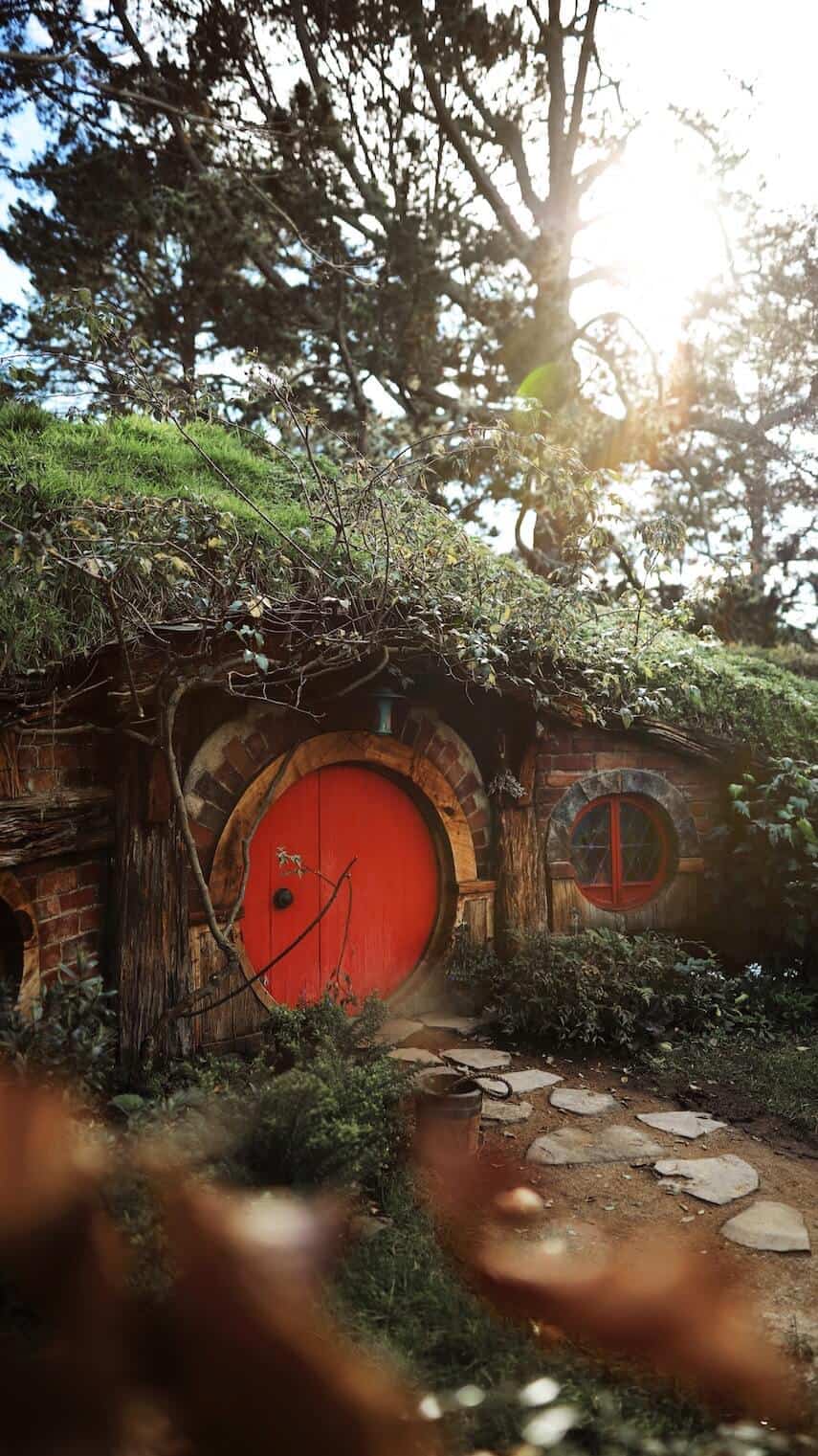 Round Red Door of a Hobbit House