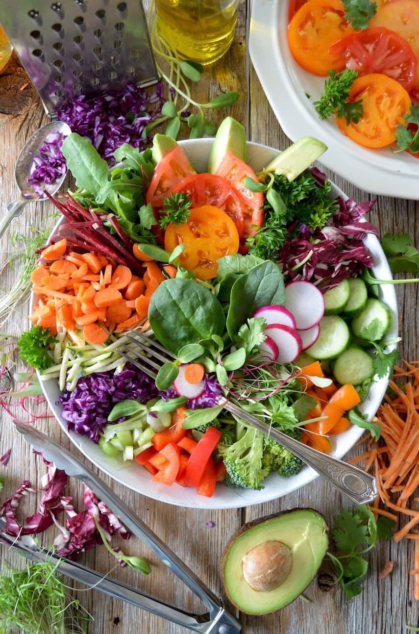 Bowl of salad with multiple different vegetables