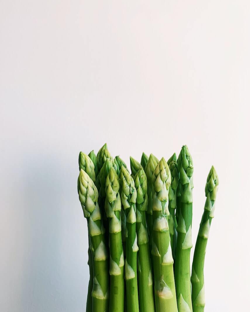 Tops of asparagus spears