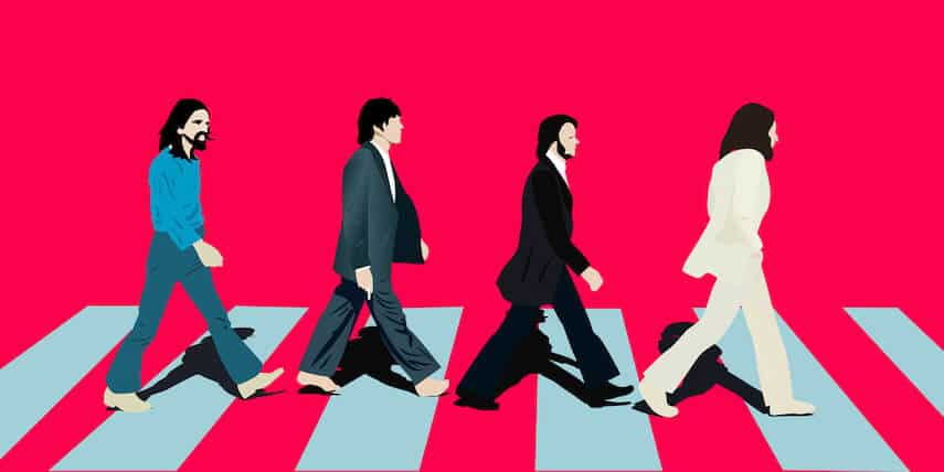 Cartoon drawing of the Abbey Road zebra crossing image