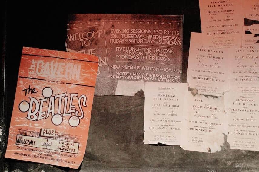 Old Beatles advertising posters from The Cavern Club