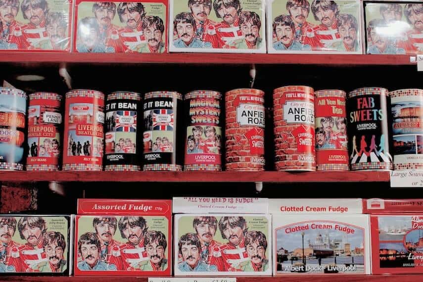 The Beatles buscuit tins, lunch boxes and round tubes of sweets